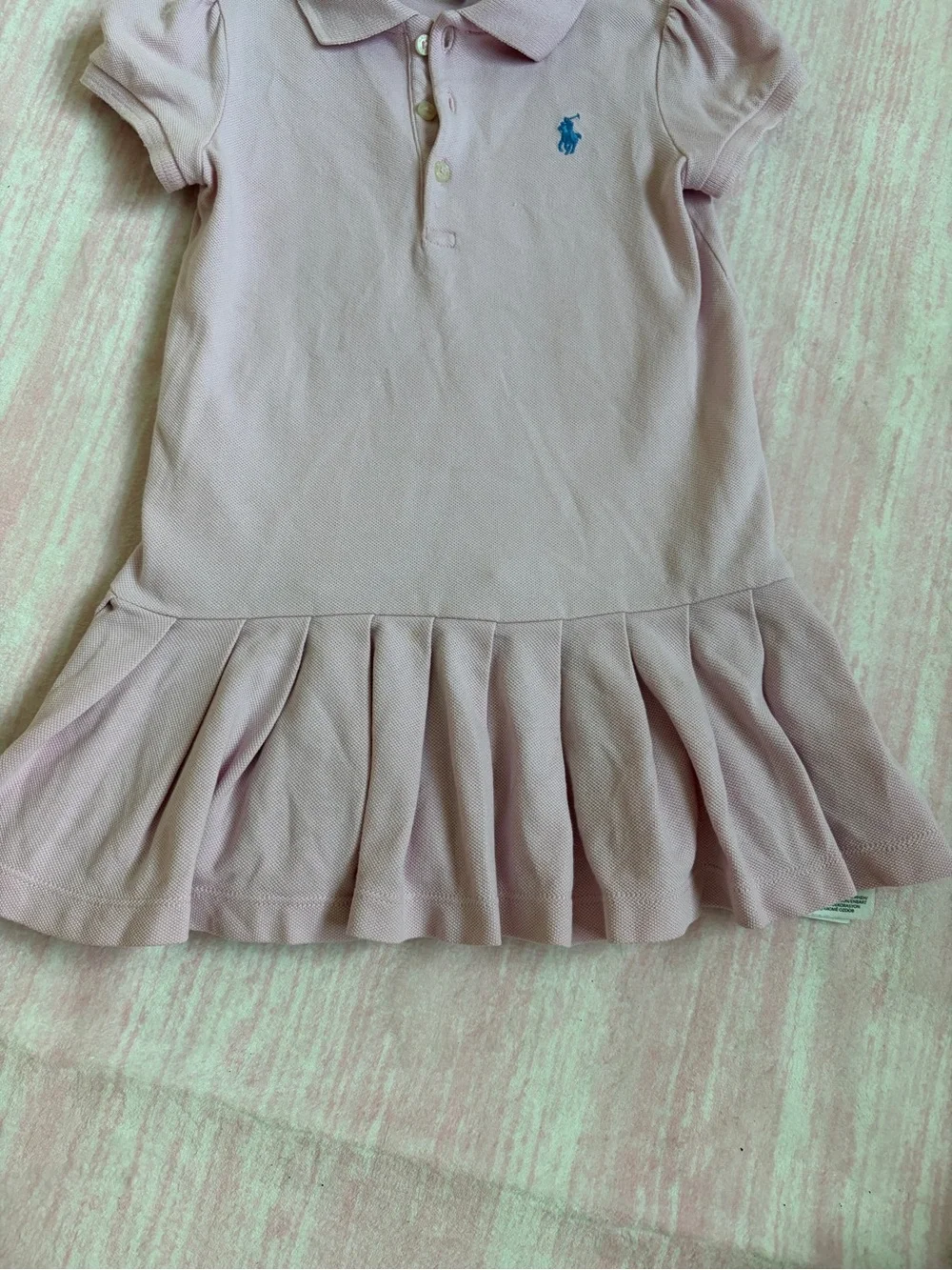 Ralph Lauren Light Pink Polo Dress with Pleated Hem